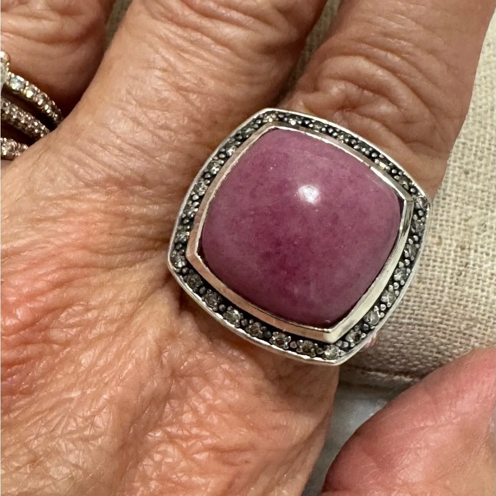 David Yurman Moonlight Ice Rhodolite Diamond Albion Ring